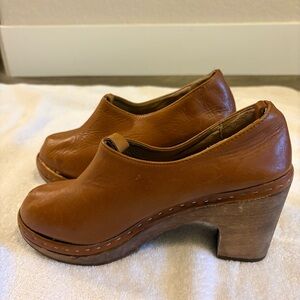 Anthropologie Cubanas Women’s Chunky Heel Clog Shoe Boot Brown Size 9 (Eur 40)